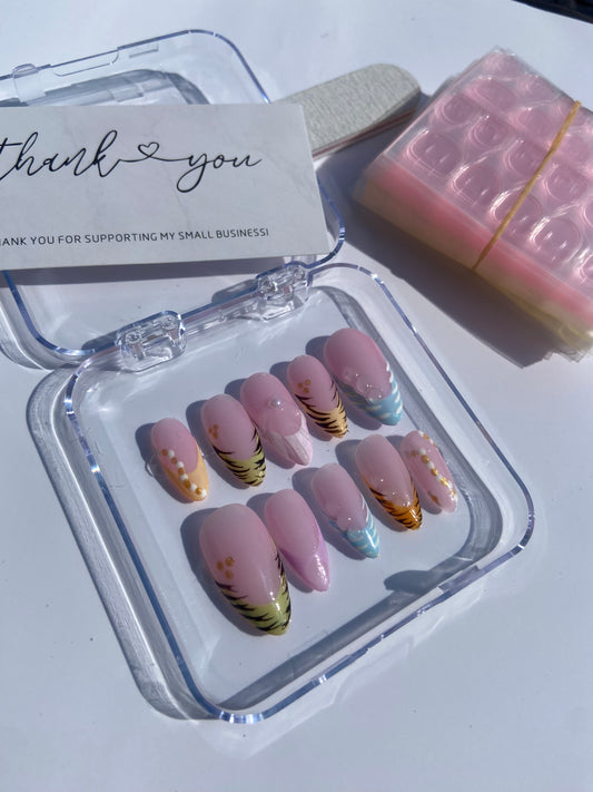 safari sunset press on nails set