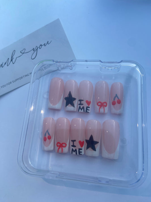 Cute canvas press on nail set