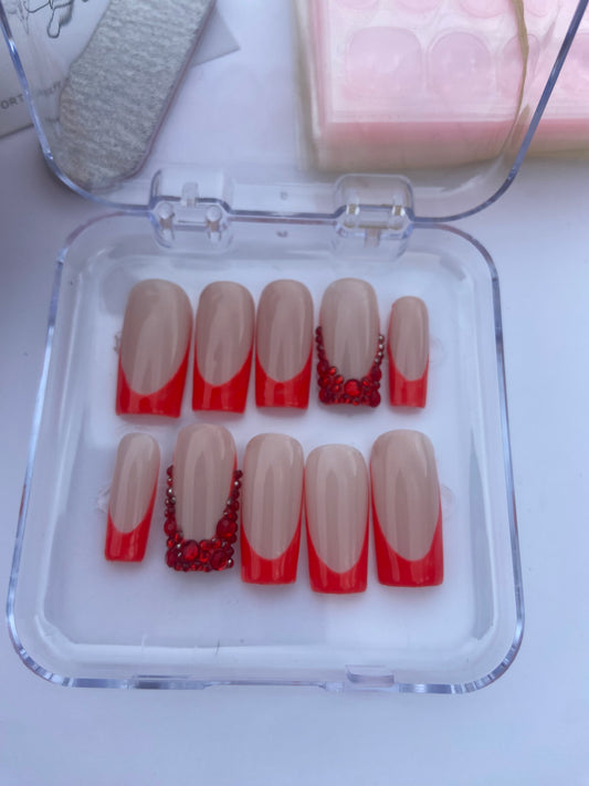 Luxe ruby french tip press on nails