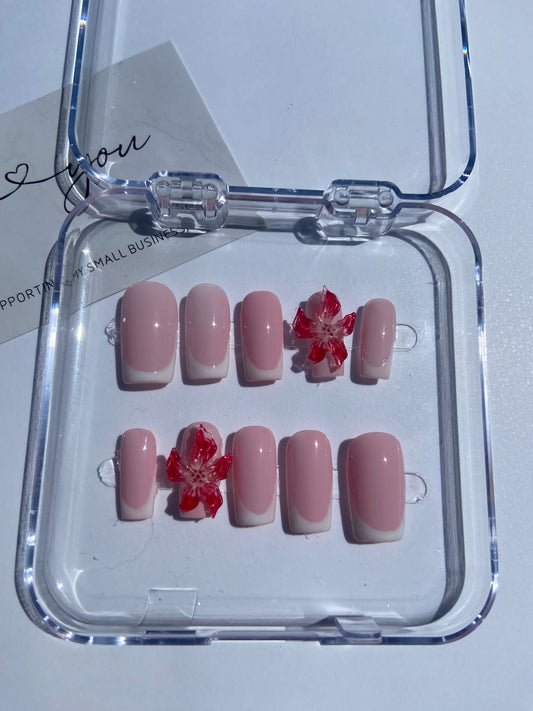 White french tip with flower charm
