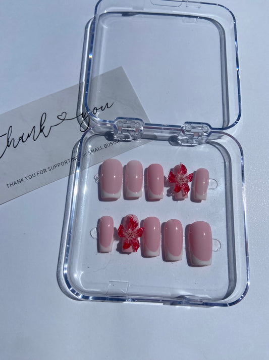 White french tip with flower charm